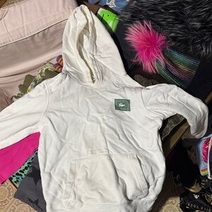 Lacoste Cream Hoodie with Green Logo